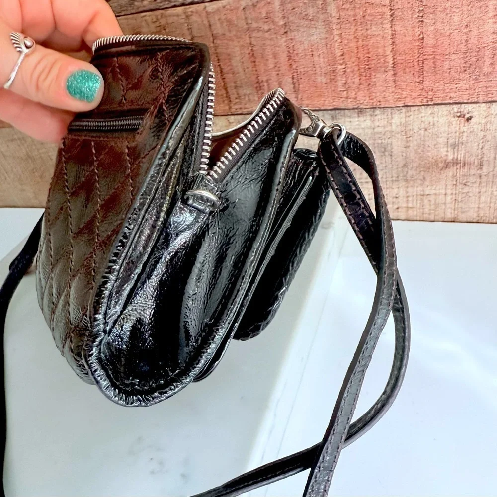 Brighton Black Quilted Croc Leather Fifth Ave Shine Organizer